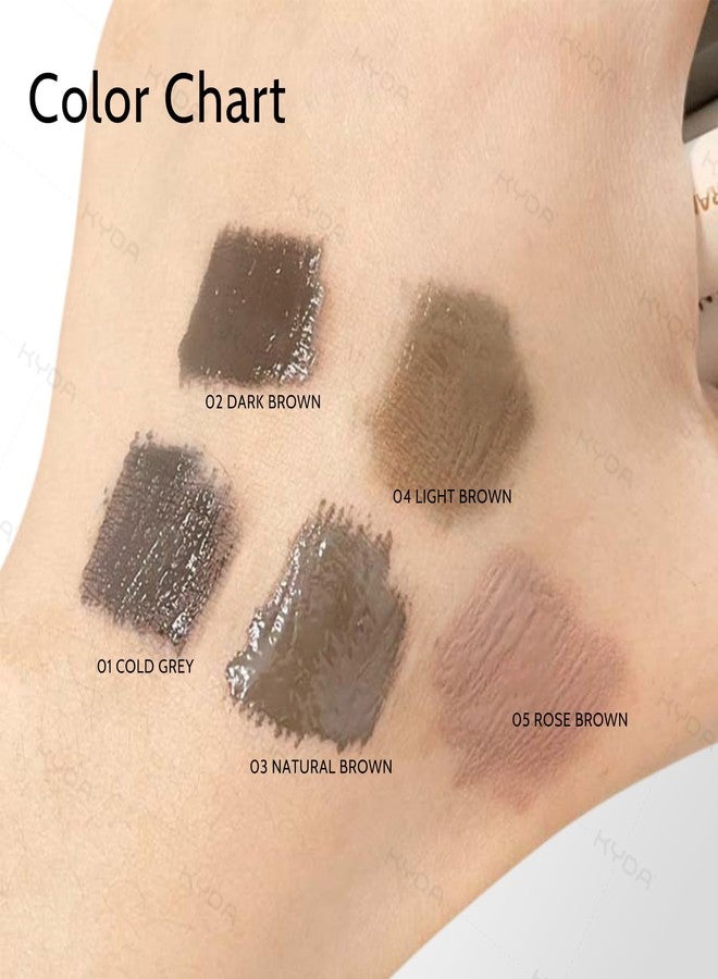 KYDA 2 Pcs Tinted Eyebrow Cream, Ultra-Fine Brush Tinted Brow Gel, Waterproof Smudgeproof Eyebrow Mascara, Long Wear, Natural Brow Makeup without Clumping, Natural Brown - Image 4